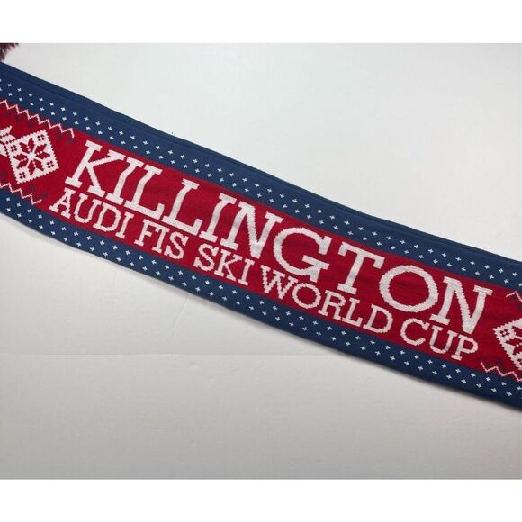Killington Audi FIS Ski World Cup Scarf Knit Fair Isle Red White Blue Winter EUC - Picture 3 of 8